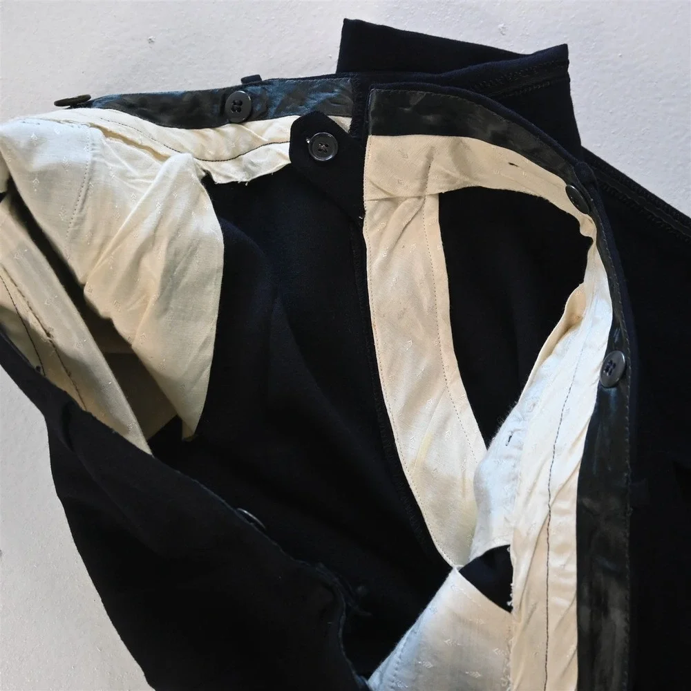 Vtg Bespoke‎ 40L 42x34 Black Wool Shawl Capt Nautical Mens Jacket Pants Tuxedo